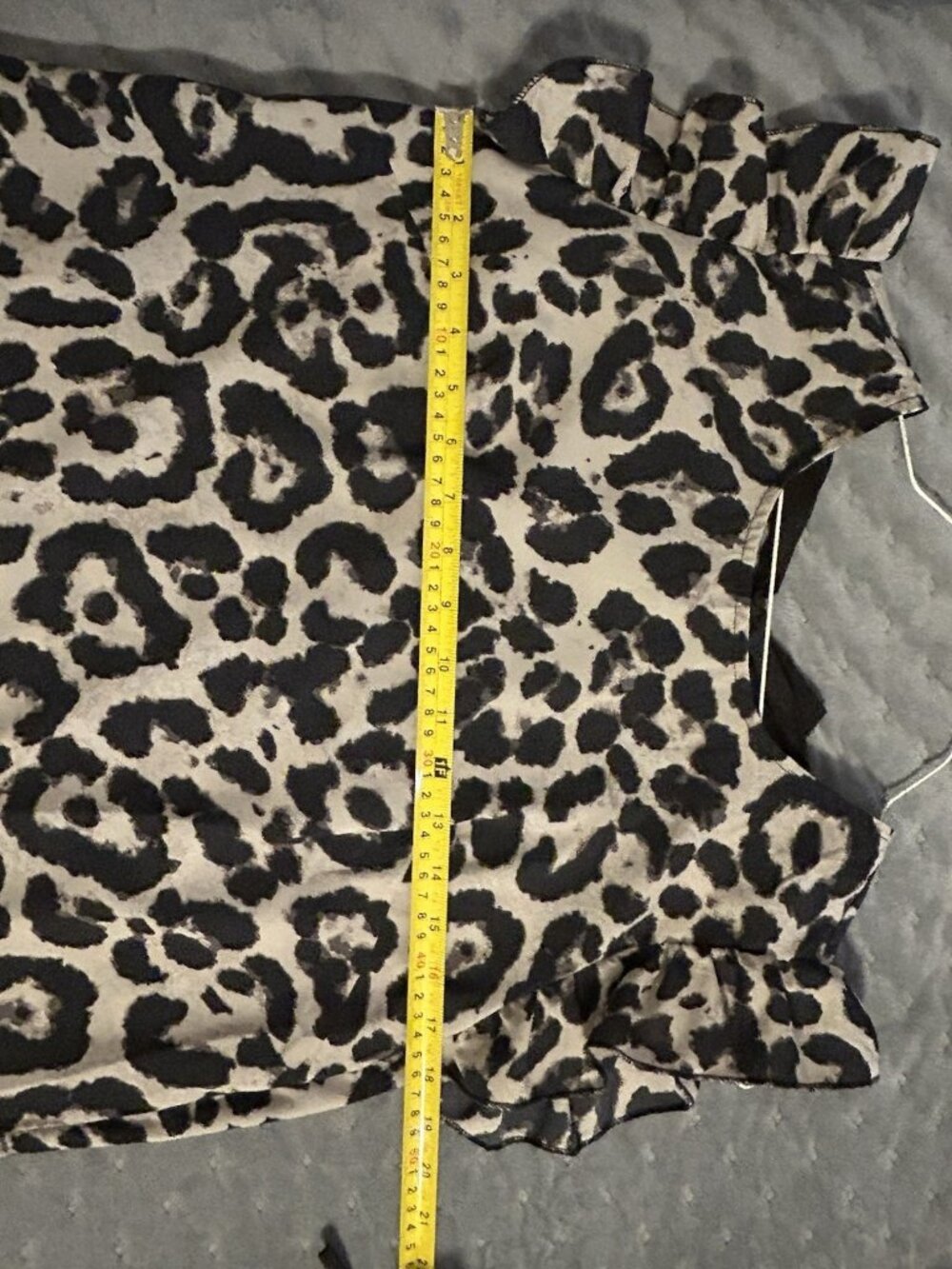 Summer Cheetah Animal Print Dress Sz M Lightweight Ruffle Sleeveless Black Gray - Picture 6 of 8